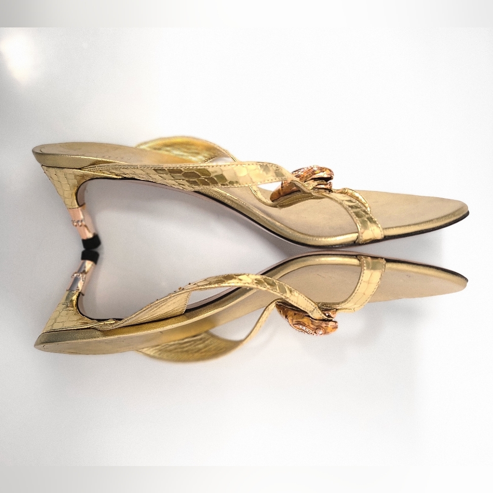 Gucci x Tom Ford Vintage 04' Farewell Runway Gold Metallic Python Sandals COA 6½ - Picture 12 of 16